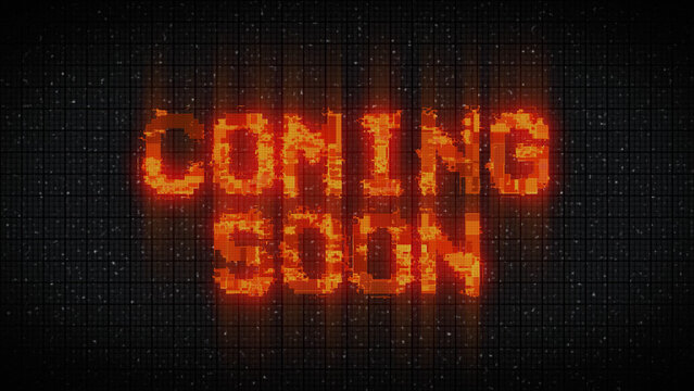 Coming soon text with glitch effect