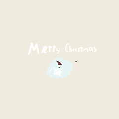 Merry Christmas card Calligraphic inscription.