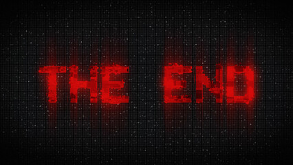 The End Retro Text Effect with Glitch Background.