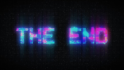 Fototapeta premium The End Retro Text Effect with Glitch Background.