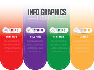 Abstract 4 steps infographics elements with icon. Vector illustration.