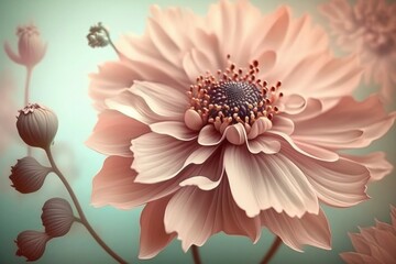 Cute pale pink flower floral background. Generative AI
