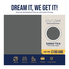 Real estate house property instagram post or social media banner template