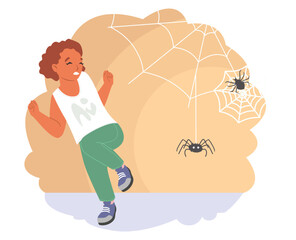 Child fears vector little girl scared of spiders