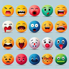 Obraz premium Emoji set, generative AI