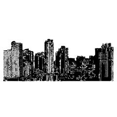 Obraz premium silhouette of multi-storey building in big city with transparent background