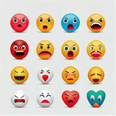 Obraz premium Emoji set, generative AI