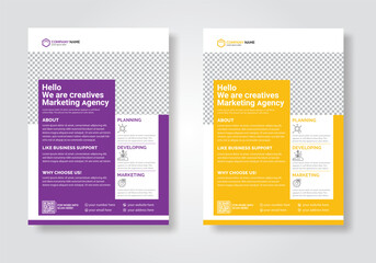 Purple and Amber-colored modern, clean flyer design in a creative flyer template