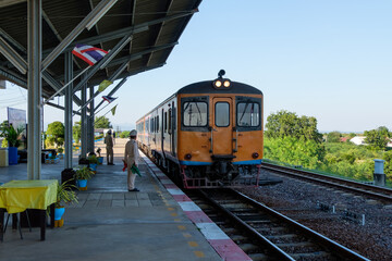The old diesel multiple unit of the local train.