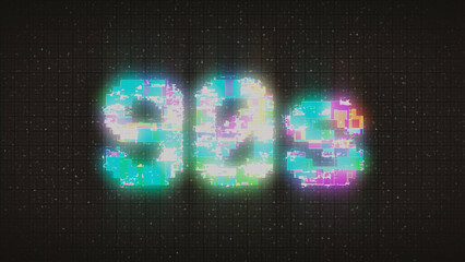 90s text with VHS glitch style