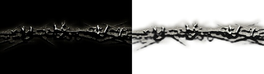 Barbed Wire Transparent PNG or on Black Background - obrazy, fototapety, plakaty