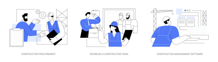 Hiring general contractor abstract concept vector illustrations.