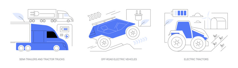 Industrial EV abstract concept vector illustrations.