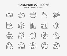 diets thin line icons