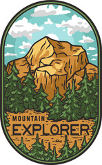 Mountains adventure outdoor print. Nature wild life explore. Wanderlust and camping