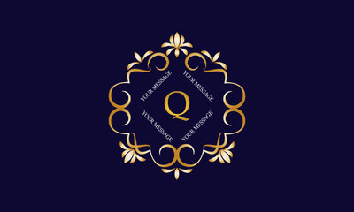 Elegant monogram design template with initial letter Q. Luxury elegant ornament logo for restaurant, boutique, hotel, fashion, business.