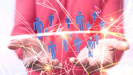 Global network. Blockchain. 3D illustration. Neural networks and artificial intelligence. Abstract