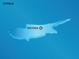 Cyprus 3D Isometric map with Capital Mark Nicosia Vector Illustration Design