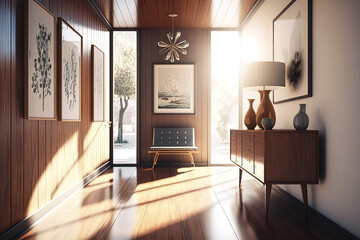 Mid century Modern Foyer Interior Design - AI Generated
