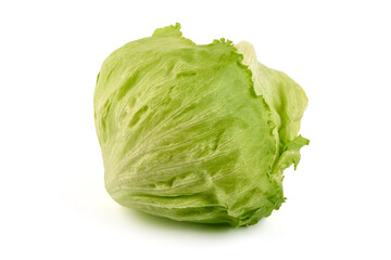 Fresh iceberg lettuce, isolated on white background.