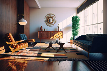 Mid Century modern living roomInterior Design - AI Generated