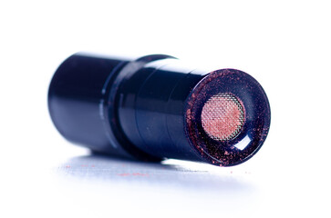 3 in 1 powder for make up eyes, lips, face on white background isolation