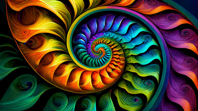 Spiral fractal pattern, AI generated