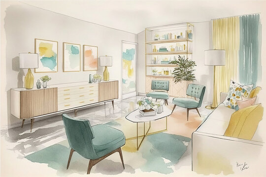Joyful design interior design living room - AI generated