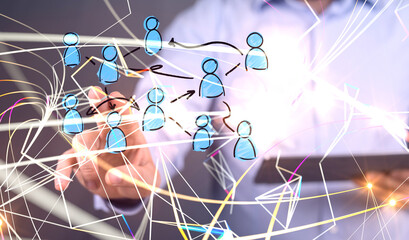 Abstract technology group and data 3d