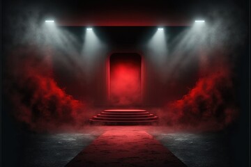 stage opening background with light effects and smoke - obrazy, fototapety, plakaty