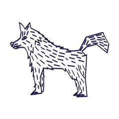 illustration a wolf outline, character in cartoon style, concept animal personage