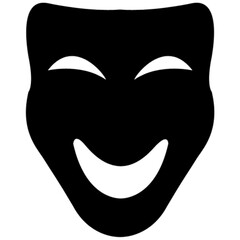 happy theater mask vector, icon, symbol, logo, clipart, isolated. vector illustration. vector illustration isolated on white background.