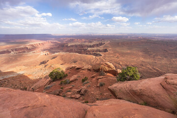 hiking the grand view point trail in the island in the sky in canyonlands national park, usa