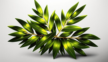  a green plant with leaves on a white background with a shadow on the ground and a light reflection on the floor below it, with a white background.  generative ai