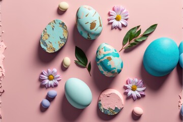 Fototapeta premium Easter eggs generative ai background 