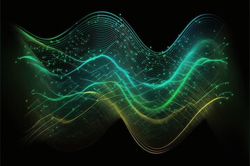 Abstract green digital sound waves generative ai