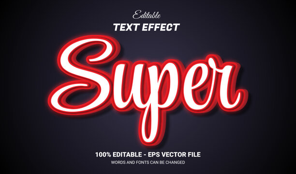 Editable text style effect - super red text style theme