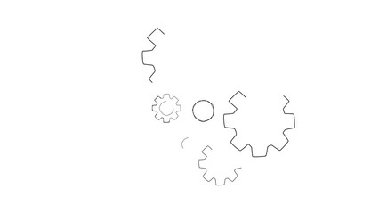 Animation  rotating gears . Video with rotating gears. Mechanism in motion with alpha channel.
