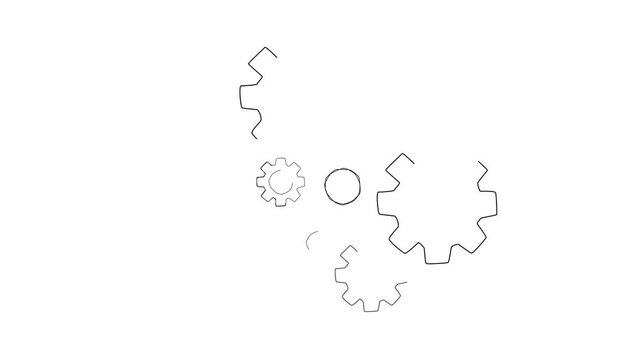 Animation  rotating gears . Video with rotating gears. Mechanism in motion with alpha channel.