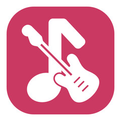 Electric guitar and musical note - icon, illustration on white background, color glyph style