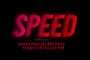 Speed style font design, alphabet letters and numbers vector illustration