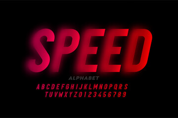 Obraz premium Speed style font design, alphabet letters and numbers vector illustration