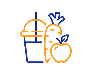 Juice line icon. Carrot with apple smoothie sign. Fresh vegetables symbol. Colorful thin line outline concept. Linear style juice icon. Editable stroke. Vector