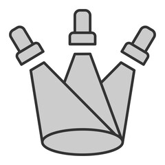 Three beams of light from floodlights - icon, illustration on white background, grey style
