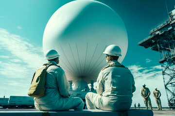 Large white Chinese Spy balloon prepared to fly over the globe in an effort to gain intelligence. Generative AI