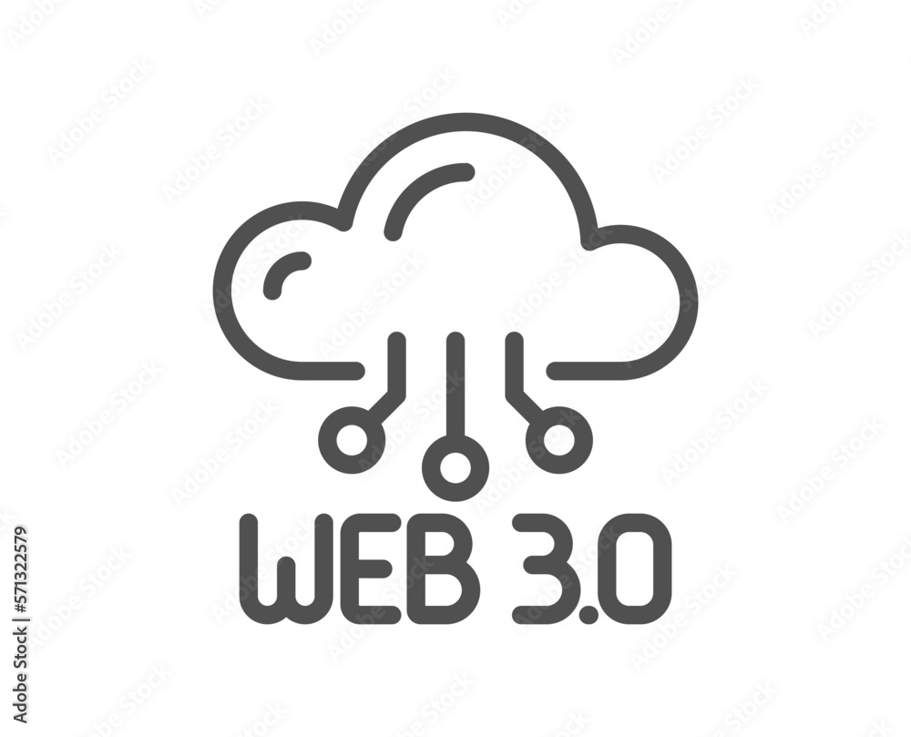 Poster web3 line icon. web 3.0 internet technology sign. decentralized system symbol. quality design elemen
