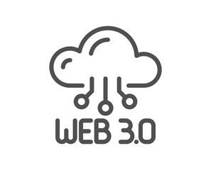 Web3 line icon. Web 3.0 internet technology sign. Decentralized system symbol. Quality design element. Linear style web3 icon. Editable stroke. Vector