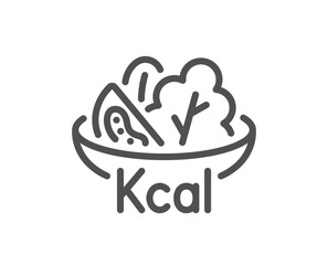 Salad line icon. Diet kcal sign. Low calories food symbol. Quality design element. Linear style salad icon. Editable stroke. Vector