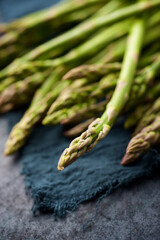 Green asparagus on a table.