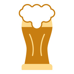 Glass of beer with foam - icon, illustration on white background, flat color style